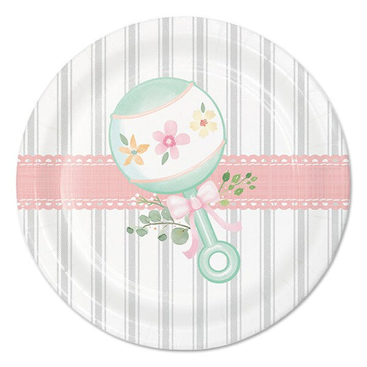 Farmhouse Floral Baby Shower Dessert Plates, 7 inch, 8 count