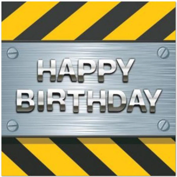 Construction Zone Party Happy Birthday Lunch Napkins, 6.5 inch fold, set of 16
