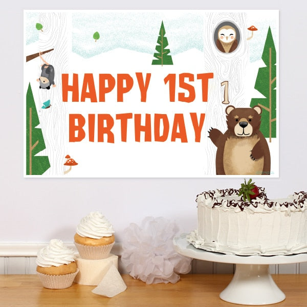 Wild Woodland 1st Birthday Sign, 8.5x11 Printable PDF Digital Download by Birthday Direct