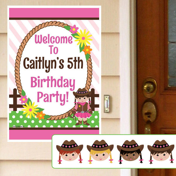 Birthday Direct's Cowgirl Pink Party Custom Door Greeter